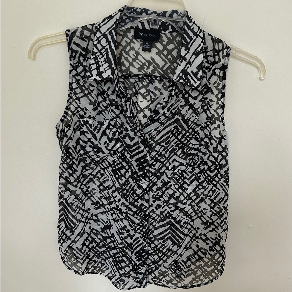 AB Studio Abstract Chiffon Blouse